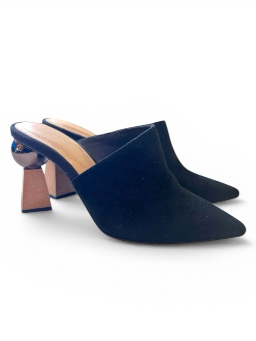 Alfani Junnee StepNFlex Black Sculpted Heel Mules